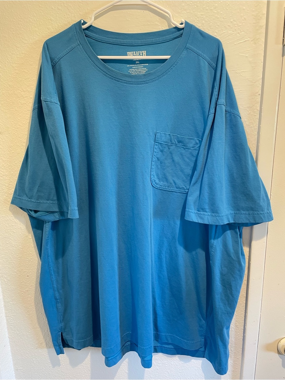 Duluth Trading Co Men's 3XL Teal Short Sleeve Pocket T-Shirt Longtail Crew Neck
